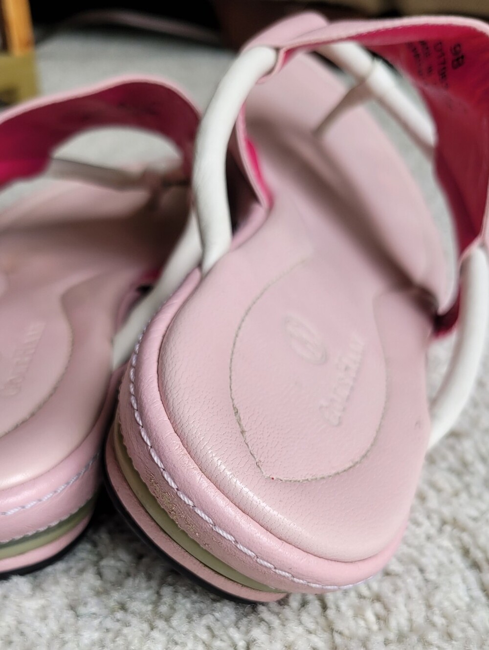 Cole Haan Vintage "All Leather" Light Pink Sandals, White Straps, Nice Shape 9B - Picture 6 of 6